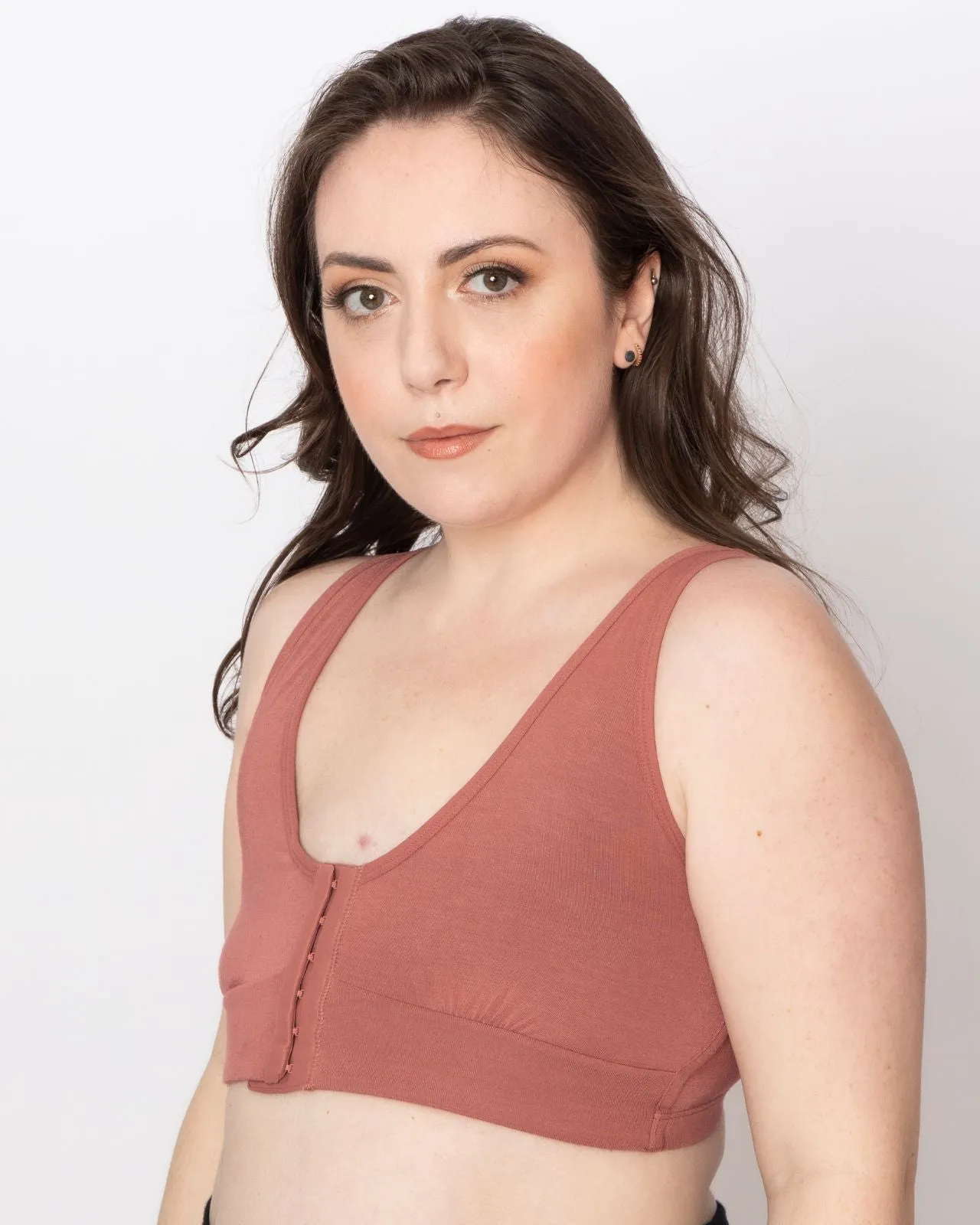 Rora Pocketed Front Closure Bra Bra in Dusty Rose By AnaOno - XS-3X