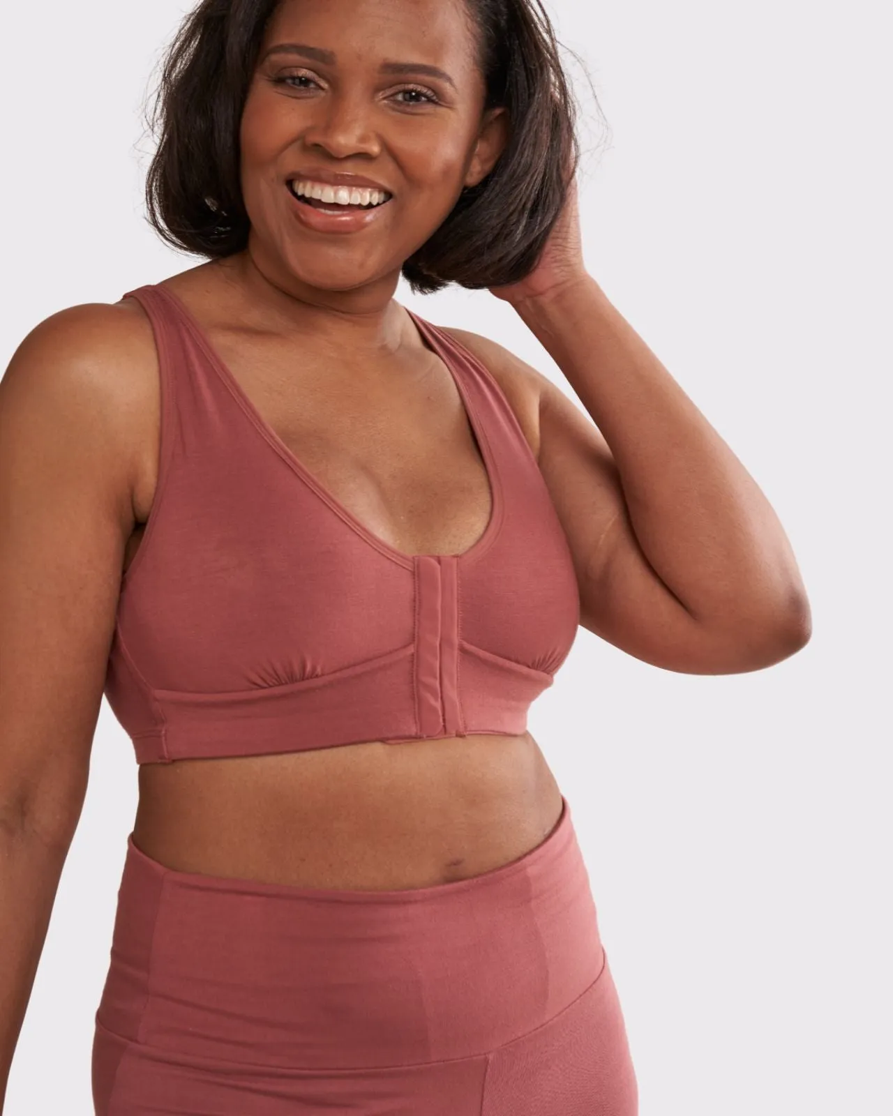 Rora Pocketed Front Closure Bra Bra in Dusty Rose By AnaOno - XS-3X