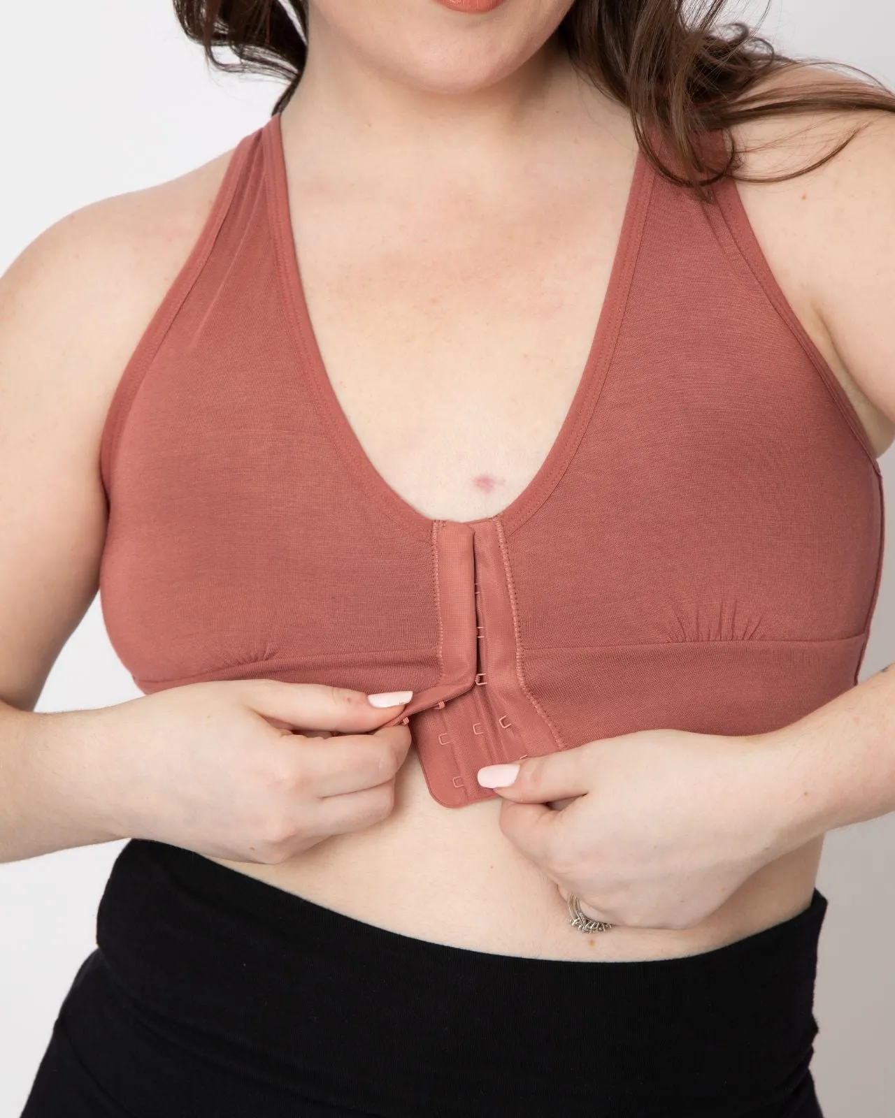 Rora Pocketed Front Closure Bra Bra in Dusty Rose By AnaOno - XS-3X