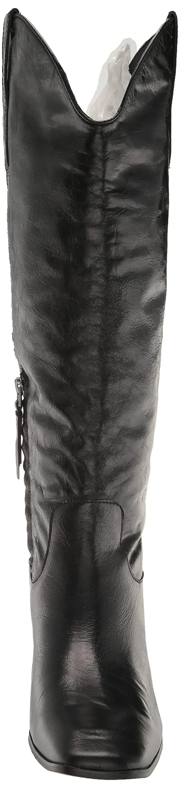 Sam Edelman Britten Black Leather Square Toe Side Zipper Block Heel Western Boot