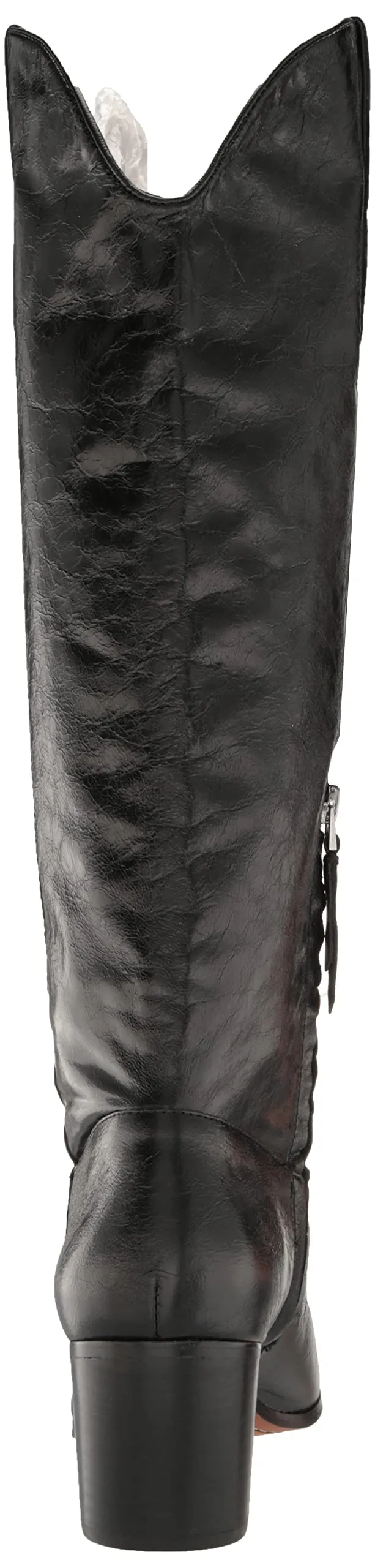 Sam Edelman Britten Black Leather Square Toe Side Zipper Block Heel Western Boot