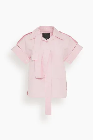 Short Sleeve Deconstructed Shirt in Pink