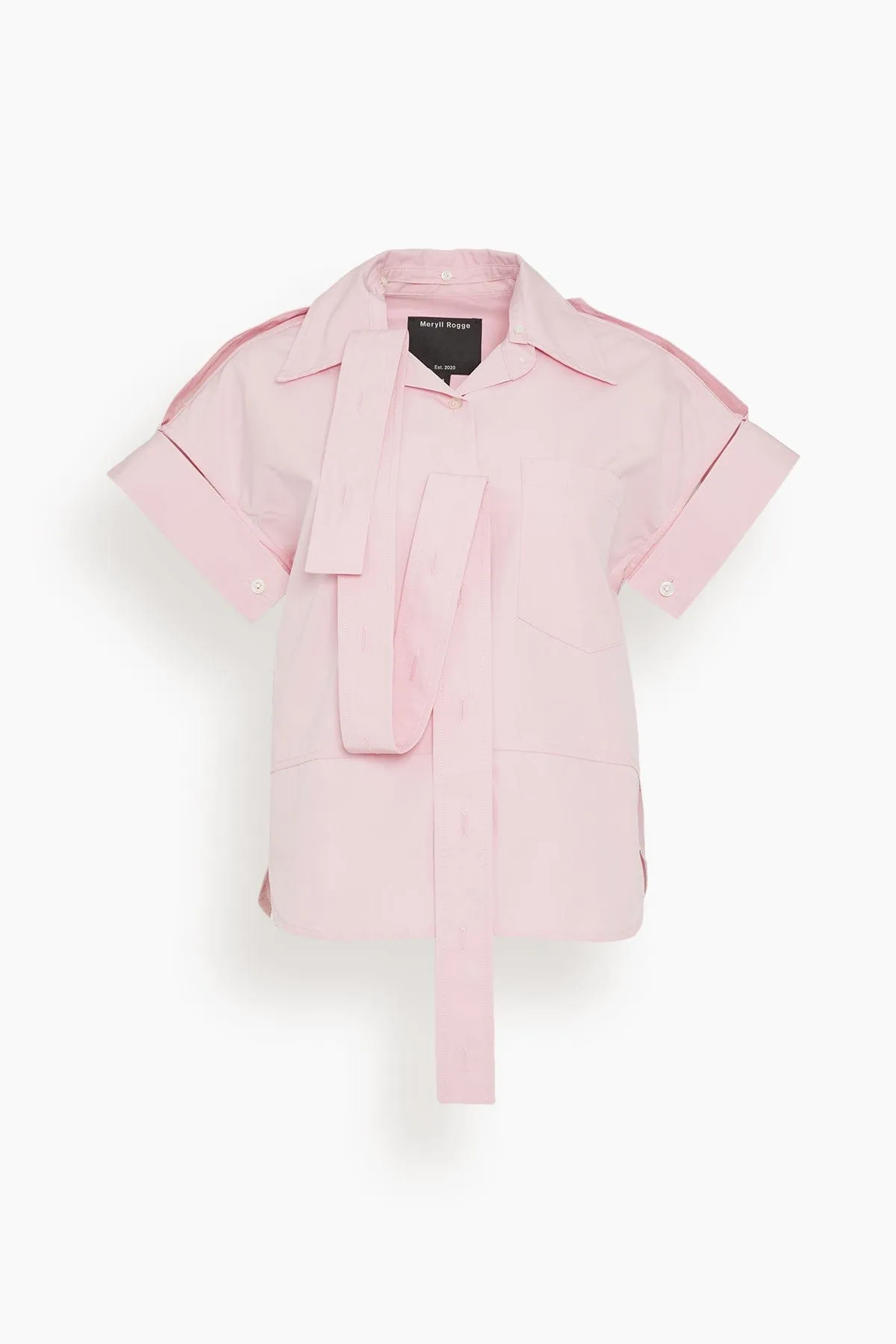 Short Sleeve Deconstructed Shirt in Pink
