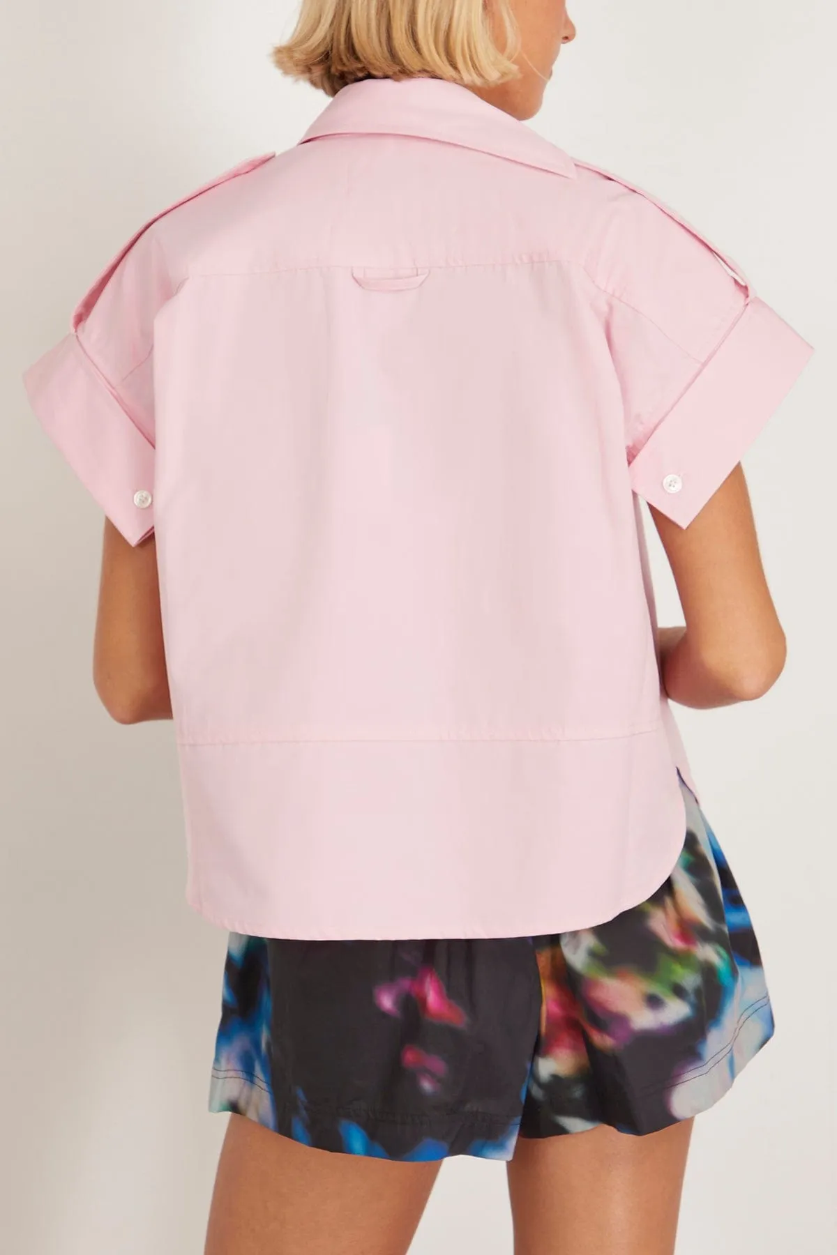Short Sleeve Deconstructed Shirt in Pink