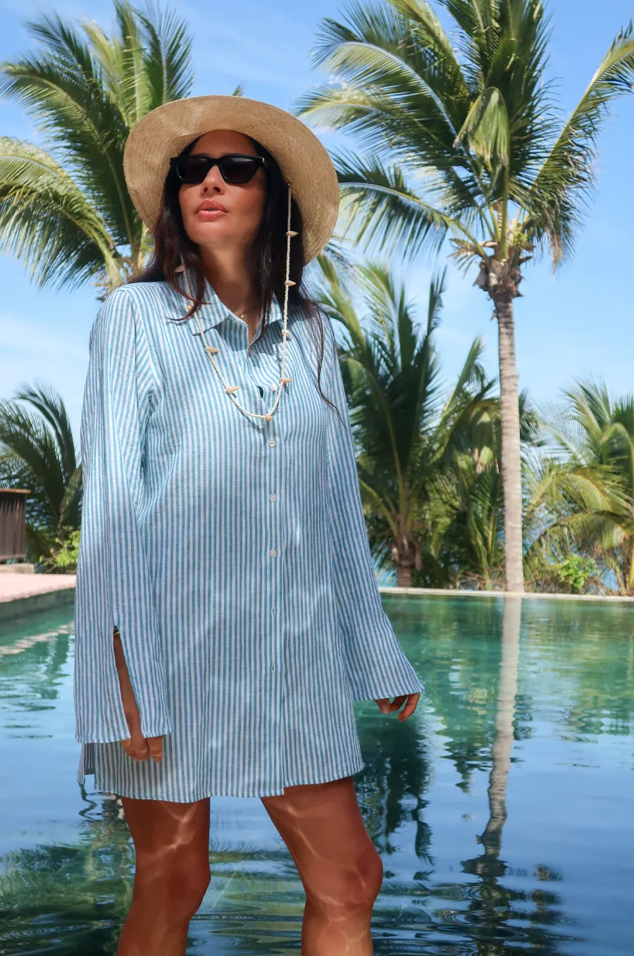 SIDE SLIT TUNIC IN OCEAN STRIPE