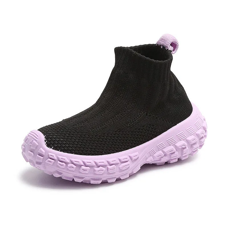 Spring Autumn Kids High Tops Kniting Sock Shoes for Boys Girls