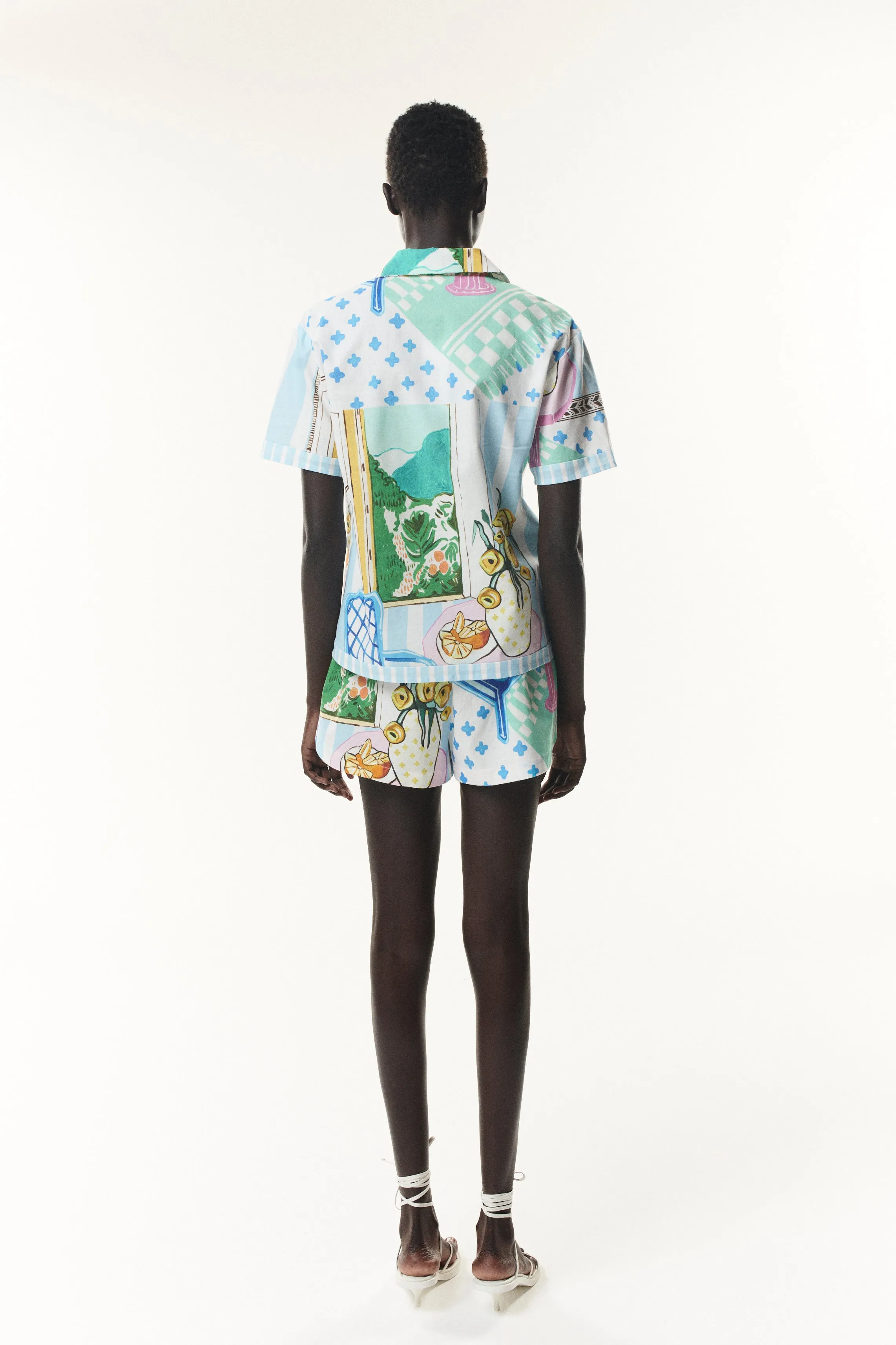 Taylor Scene Print Cotton Shorts