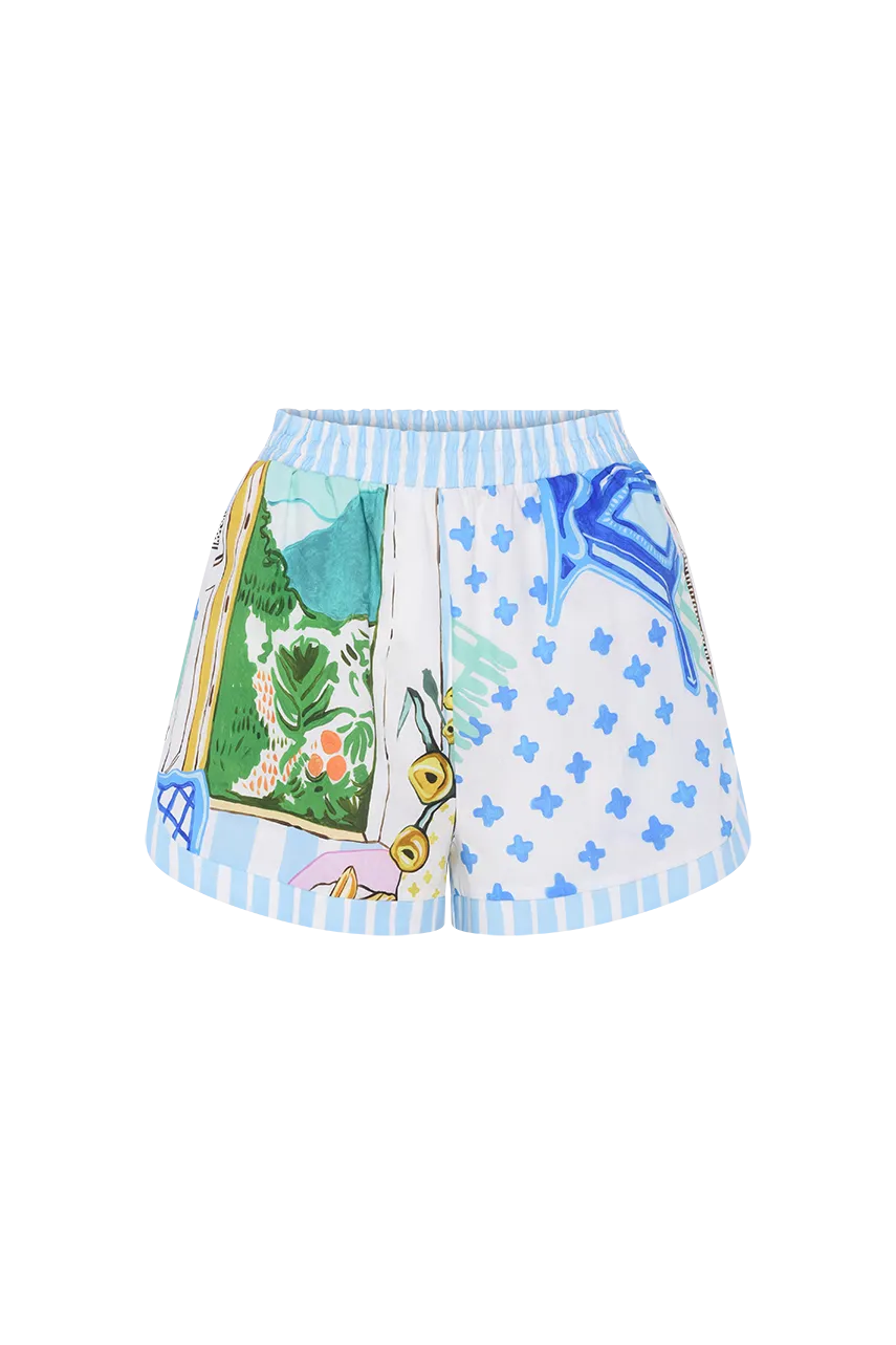 Taylor Scene Print Cotton Shorts