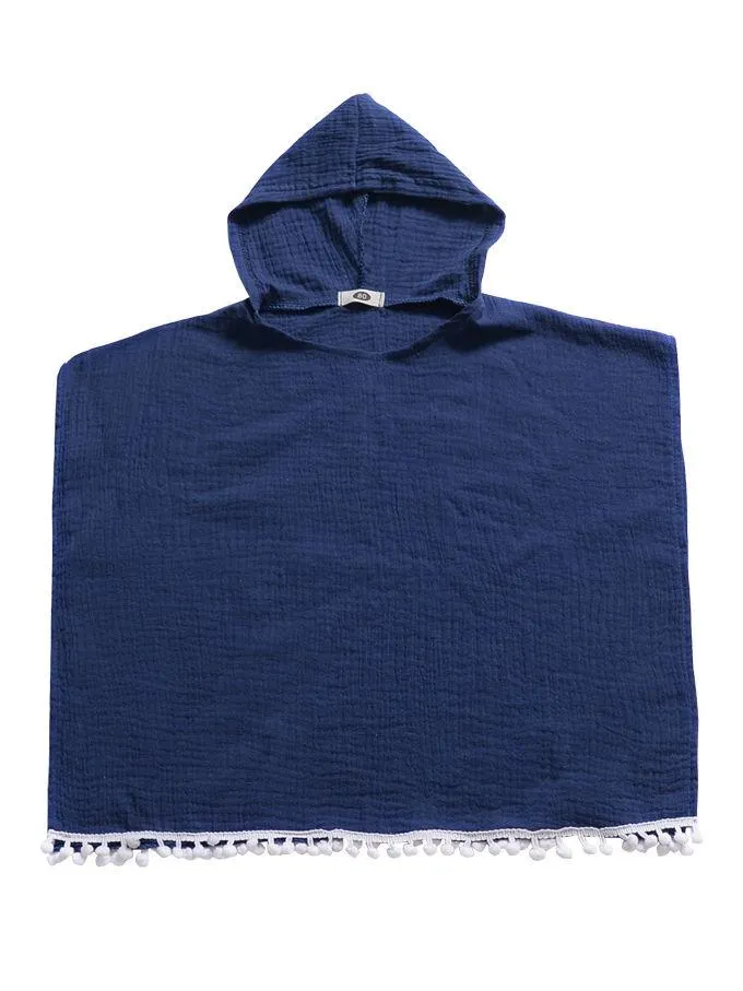 Toddler Kids Baby Summer Beach Wear Hooded Trimmed Poncho