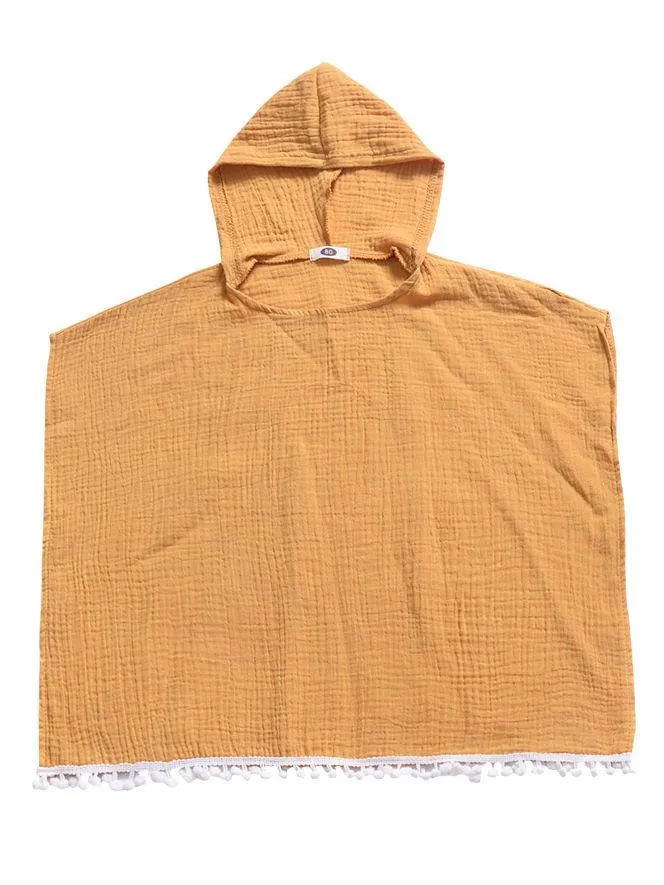 Toddler Kids Baby Summer Beach Wear Hooded Trimmed Poncho
