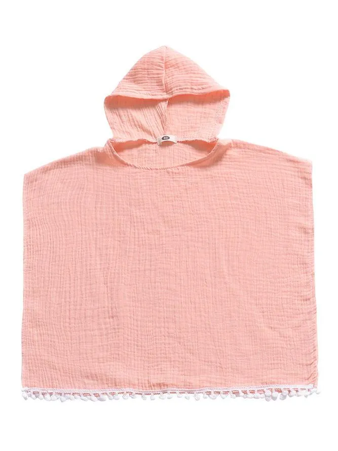 Toddler Kids Baby Summer Beach Wear Hooded Trimmed Poncho