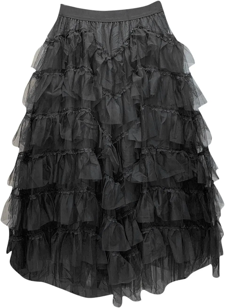 Tulle Skirt for Women Mesh Ballet Party Tutu Skirt Elegant A-Line Midi Skirt Elastic High Waist Tiered Skirts