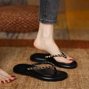 Women's Flat Slide Sandals with Toe Strap 62464090C