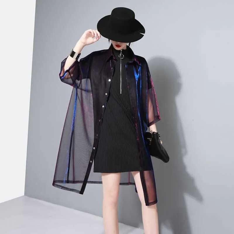Women's Perspective Three Quarter Sleeves Cardigan With Holographic Colors