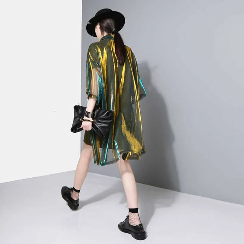 Women's Perspective Three Quarter Sleeves Cardigan With Holographic Colors