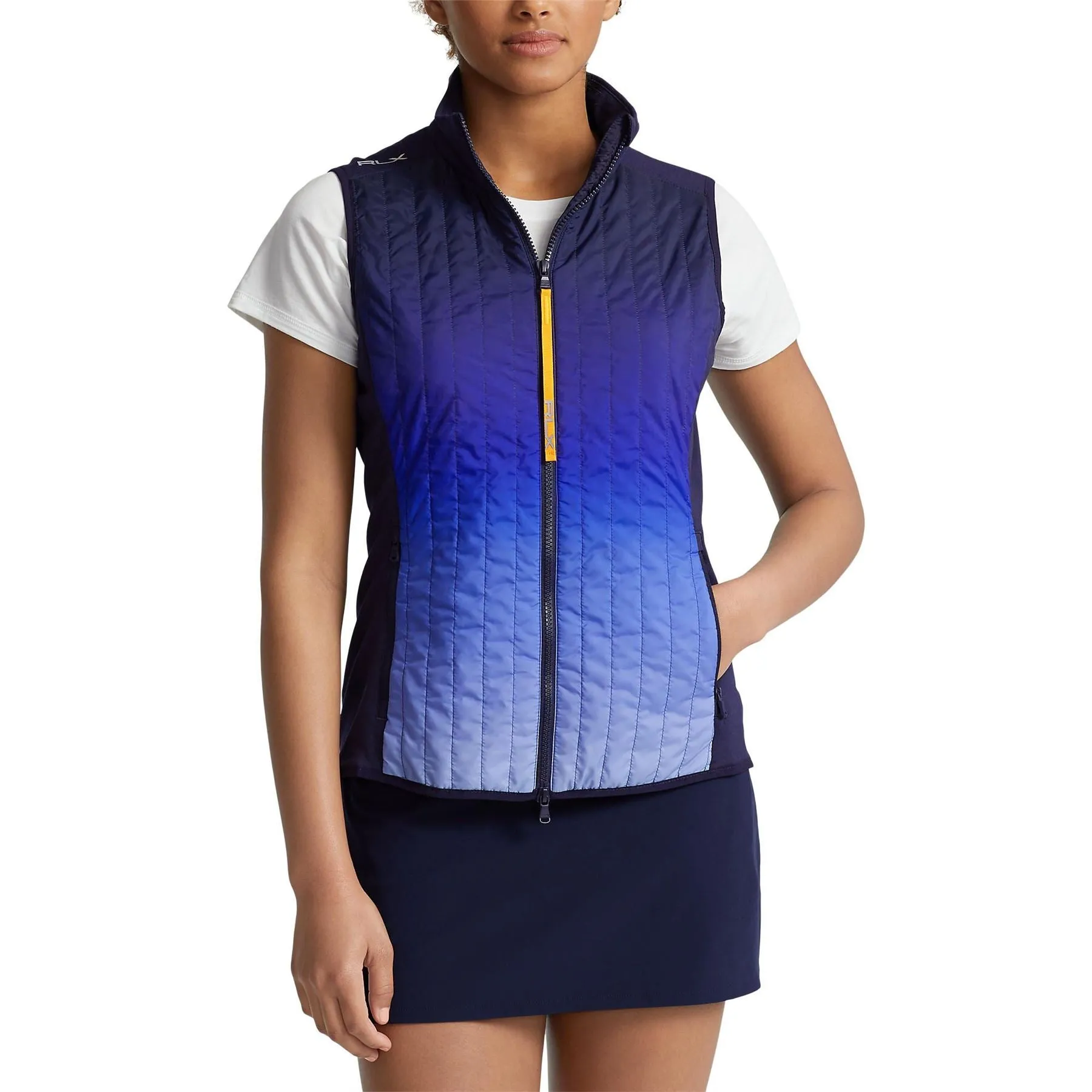 Womens Quilted-Front Hybrid Full-Zip Vest Active Ombre - SS23