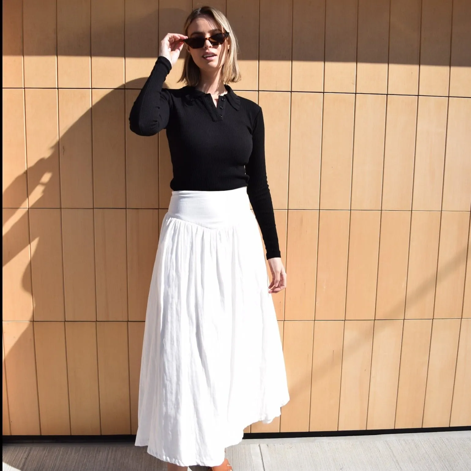 Yoke Linen Maxi | White [Final Sale]