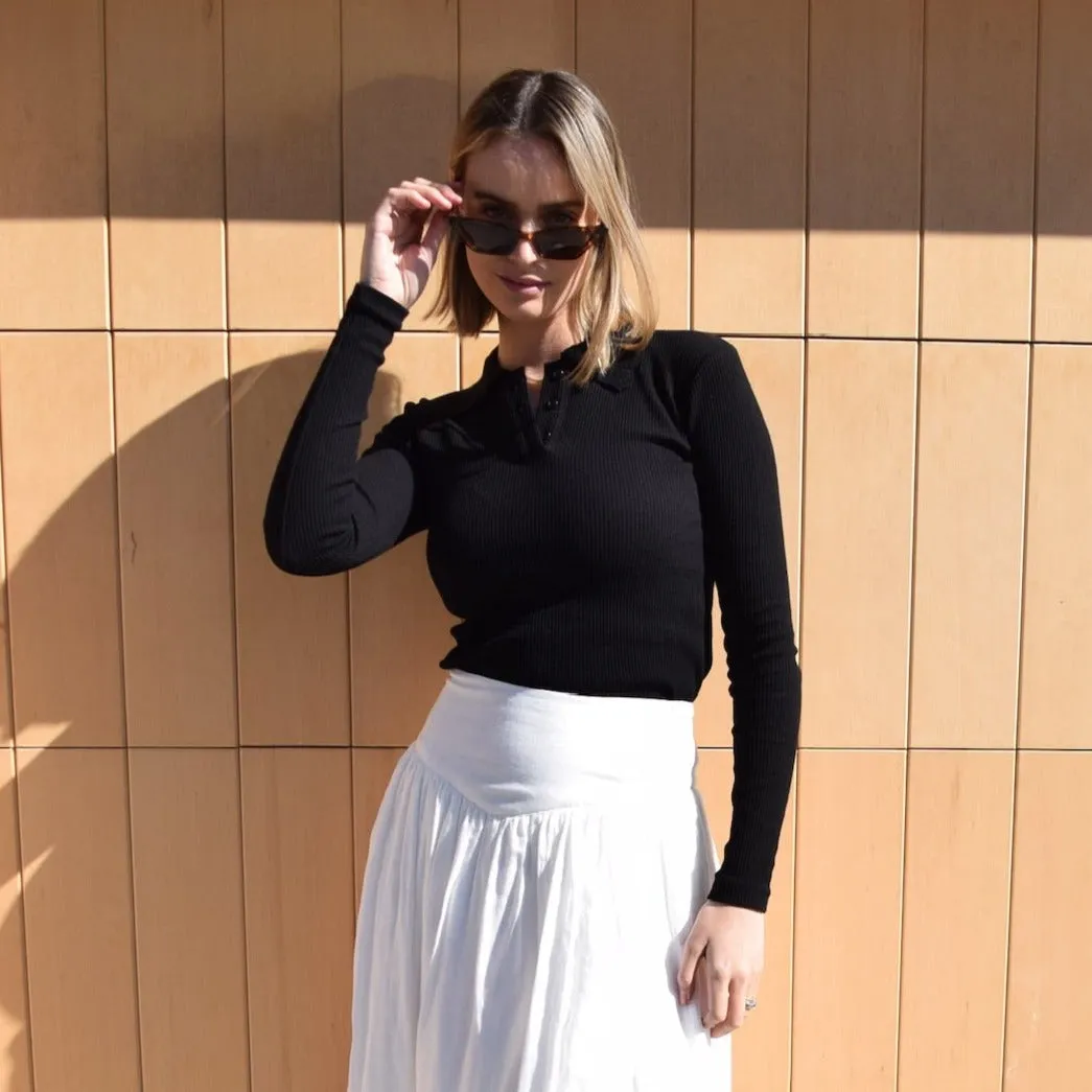 Yoke Linen Maxi | White [Final Sale]